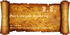 Martincsek Beatrix névjegykártya